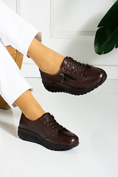 MERVESTORE OLWAYS BROWN WOMEN GENUINE LEATHER SHOES