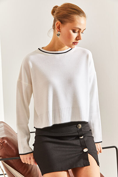 Bianco Lucci Pulover de damă cu guler și tricotaj în dungi