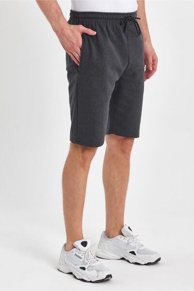 mmetalic Regular Fit Yanları Cepli Kalın Kumaş Rahat Kesim Erkek Antrasit Şort