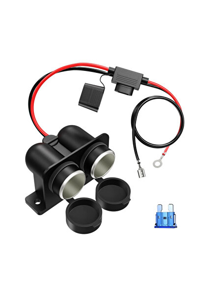 Motorobit Çiftli Dişi Araç Çakmak Soketi 15A Sigortalı - 50cm Kablolu