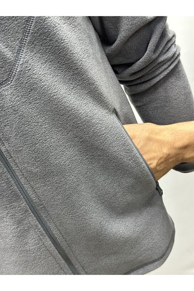 NJM SPORT WEAR Ανδρικό φούτερ Fleece Anti-pilling No-Pilling Full Zip-up 3 τσέπες για εξωτερικό γιακά φούτερ