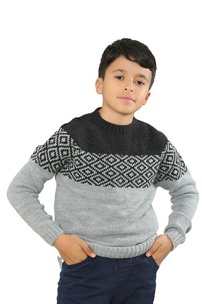 Nisrakids Pulover de tricotaj cu mânecă lungă cu model pentru băiat
