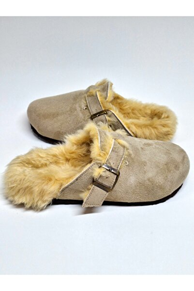 Bequemere Beige Color Closed Toe Hairy Daily Use Orthopedic Women's Slippers