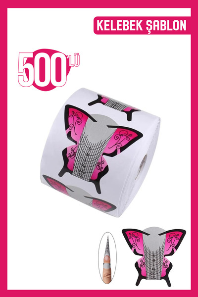 MOZIUR 500'lü Kelebek Protez Tırnak Ve Takma Tırnak Şablonu