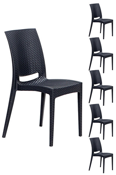 MOBETTO 6 Adet Rattan Antrasit Sandalye