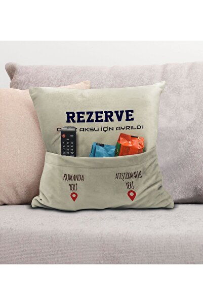 Bk Gift Kişiye Özel Tasarımlı Organizer Kumanda ve Atıştırmalık Cepli Krem Kı...