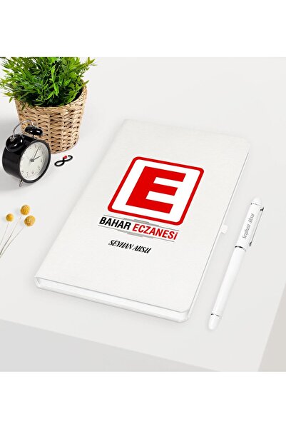 Bk Gift Kişiye Özel Eczane Beyaz Defter Kalem Seti-1