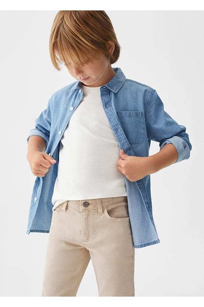 MANGO Kids Ίσιο φανελένιο παντελόνι