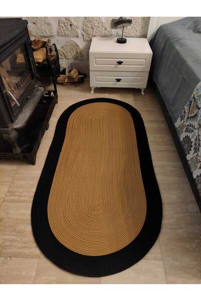 BHR Creative Jüt Halı Kilim Paspas Oval Model Özel Tasarım Kilim Halı Yolluk ...