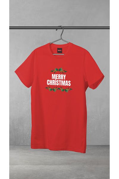 dopdolu promosyon New Year's Special Floral Merry Christmas Printed T-Shirt 100% Cotton