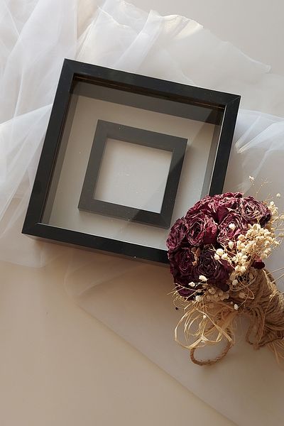 Verda Çerçeve إطار ذاكرة أسود مقاس 25 × 25 سم مع قسم صور - إطار ذاكرة بعمق 6 سم