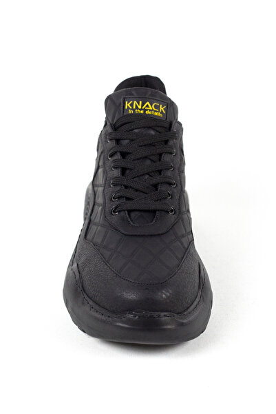 Rainon Store Men's Black Leather High Sole Sneakers