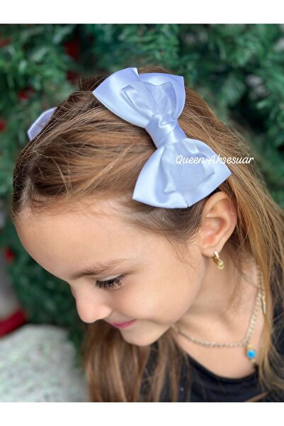 QUEEN AKSESUAR Luxury custom design simple plied tulle bow 2 pcs white collet satin buckle 10cm children's baby women