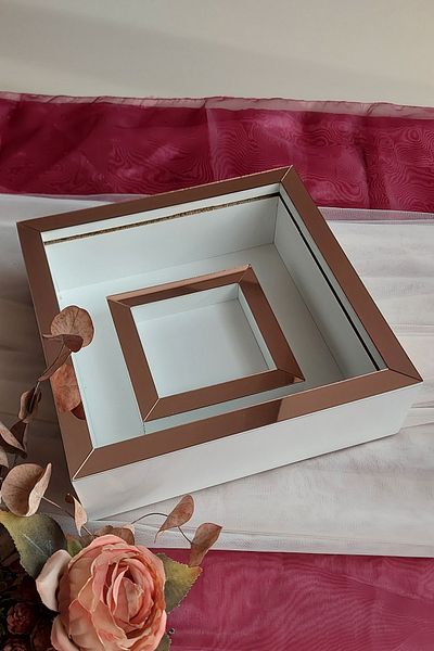 Verda Çerçeve 25x25 Cm Fotografie Secționată Alb-Rose Plexi Coated Verda Cadru de Memorie-6 Cm Adâncime Cadru de Memorie