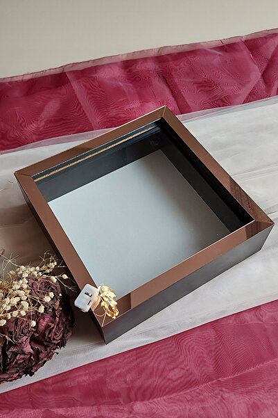 Verda Çerçeve 25x25 Cm Ledli Siyah-rose Isimsiz Derin Gül Çerçevesi! Gül Kutu...