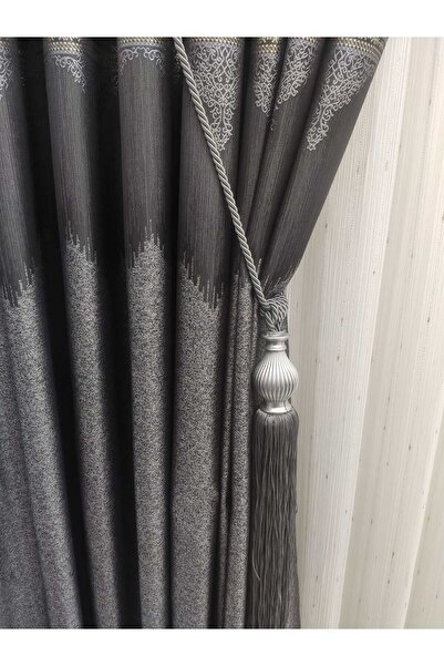 Nish Perde Fon Perde Tavan Bağlama Püsküllü Vazolu Set Iki Broçol