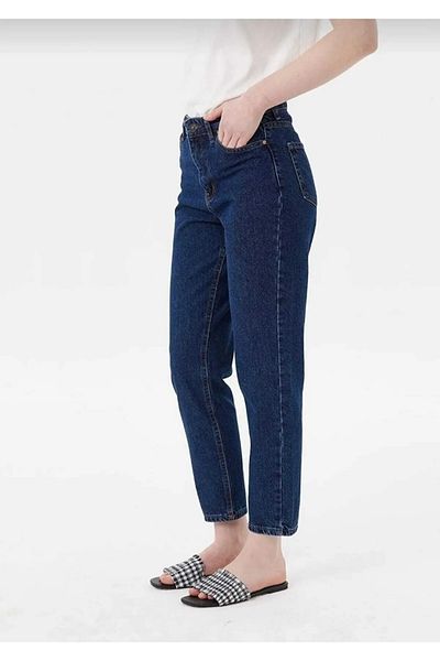 JILLY Serah Mom Jeans Dark Blue Boyfriend Pantaloni extra confortabili, rezistenti la culoare