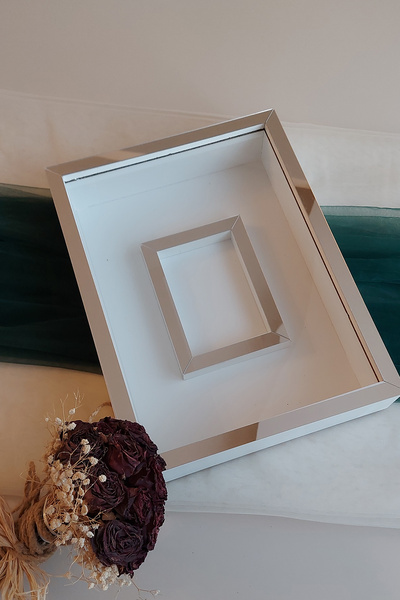 Verda Çerçeve 30x40 Cm White-silver Photo Sectioned Rose Storage Memory Frame-6 Cm Memory Frame Rose Box