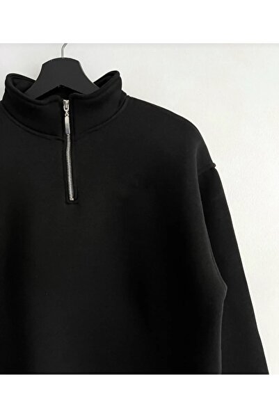 blausee wear Hanorac cu jumătate de fermoar cu guler înalt și fleece în interiorul iarnă unisex