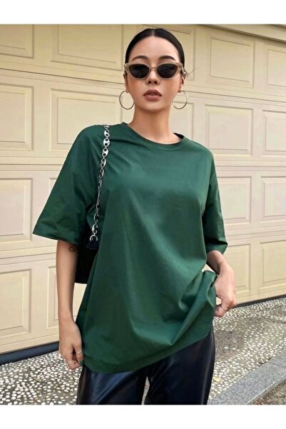 over head oh Ženska nafta zelena, jednobojna, velika veličina T-shirt