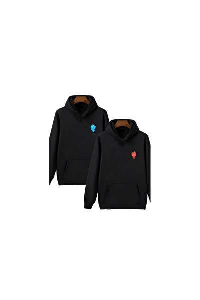 blausee wear Hanorac combinat unisex cu imprimeu foc și apă, 2 bucăți