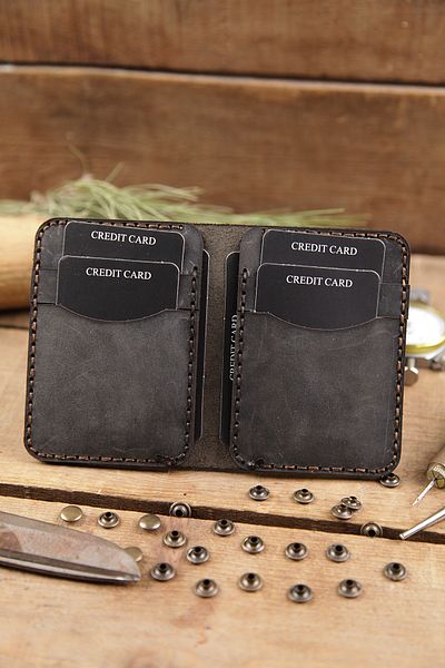 New Coast Leather 1900's Γνήσιο Δερμάτινο Χειροποίητο Μινιμαλιστικό Ανδρικό Κάρτα