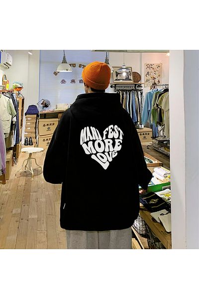 Touz Moda Street Wear Manifest More Love Oversize Unisex Μαύρο φούτερ