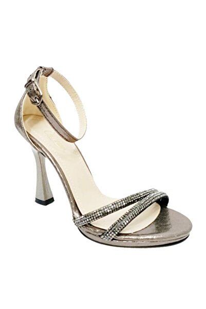 GİZEM 803 Sandale de damă din piele strălucitoare cu toc pătrat Stone