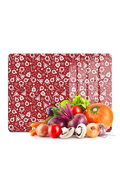 Decovetro لوح تقطيع زجاجي منقوش باللون الأحمر لعيد الميلاد - 30x40 سم