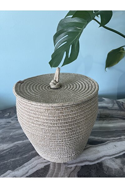 Namteks سلة من الخيزران، سلة مزخرفة مع غطاء، صندوق تخزين متعدد الأغراض، بطاطس...