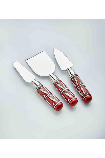 The Mia Corallo Cheese Serving Set Red 3 Pieces