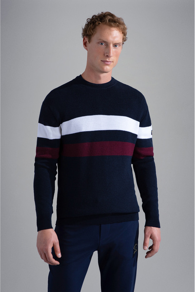 PAUL&SHARK رقبة مستديرة محبوكة للرجال C.W.سترة صوفية