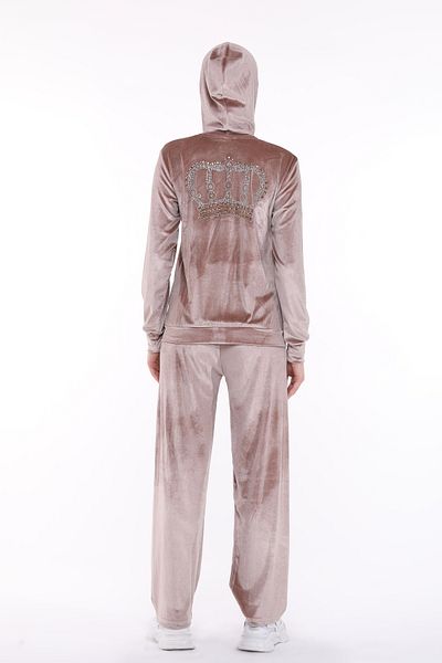 ikmal collection Αναπλήρωση Crown Stone Soft Texture Velvet Loose Leg