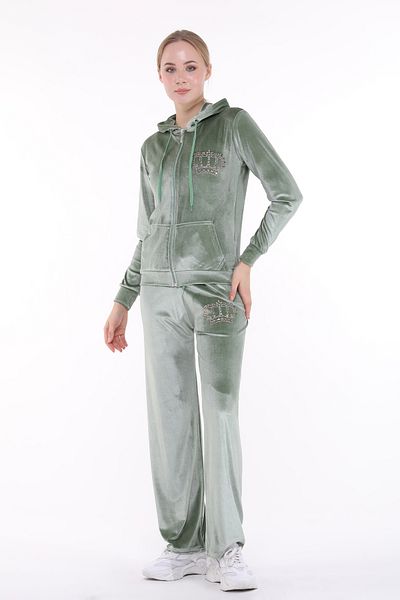 ikmal collection Αναπλήρωση Crown Stone Soft Texture Velvet Loose Leg