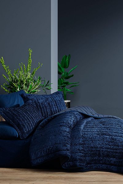 Elart Comfort New Generation Sleeping Set - 3 Pieces Velvet Navy Blue (230x220cm)