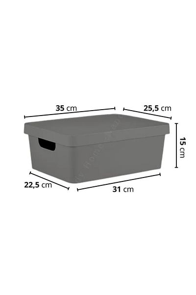 Open Home Concept 10 Lt Decorative Organizer Box with Lid 6 Pieces Anthracite