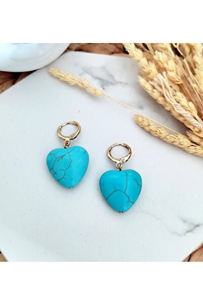 HALHALMILL Turquoise Beaded Heart Hoop Earrings
