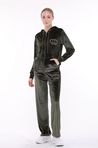 ikmal collection Αναπλήρωση Crown Stone Soft Texture Velvet Loose Leg