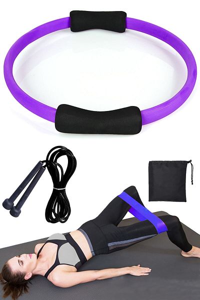 Clifton Pilates Exercise Circle with Bag Aerobic Squat Band Elastic Jump Rope Plates Pilates Set