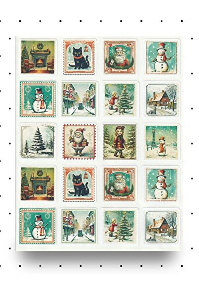 NUNUKİ Yılbaşı Pulları Sticker Seti Kardan Adam Noel Baba Christmas New Year ...