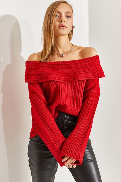 Bianco Lucci Damenpullover mit Rüschenkragen