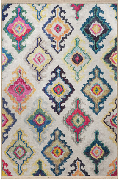 Rugs Modern Halı Çok Renkli Karma Şekil Motifli Soyut Desenli Vintage Dekorat...