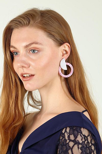 Duke Nickle Pink Hoop Earrings Rskp5006