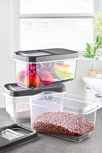 NY HOME 3 Pieces 7.5 Lt Multibox Storage Container with Easy Sliding Lid Anthracite