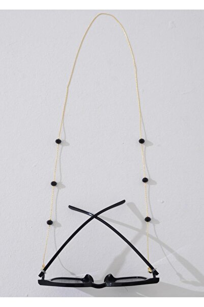 Duke Nickle Black Beaded Glasses Chain