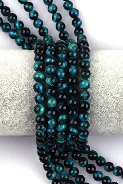 Alibaba Doğaltaş Turquoise Tiger Eye Natural Stone String 6 mm Globe Cut
