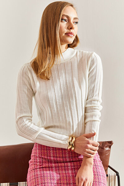 Bianco Lucci Dámský svetr s žebrovaným úpletem