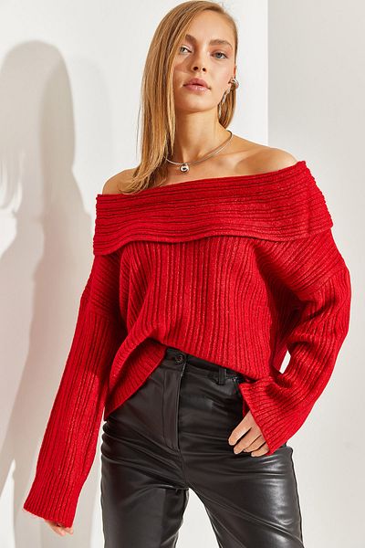 Bianco Lucci Damenpullover mit Rüschenkragen