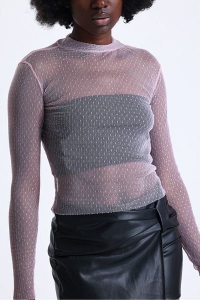 HMY Patterned Tulle Blouse/ Transparent Blouse