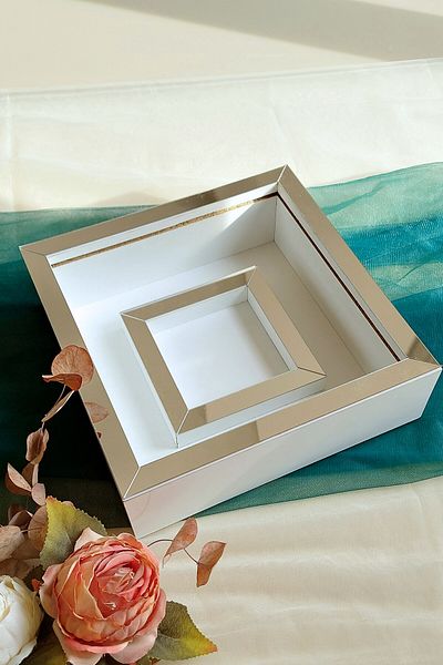 Verda Çerçeve Cadru de memorie Verda 25x25 cm alb-argintiu cu secțiune foto - Cadru de memorie cu adâncime de 6 cm